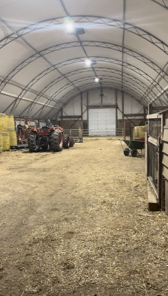Lights installed in an agricultural setting by Current Pro, an electrical company based in Strathroy Ontario.